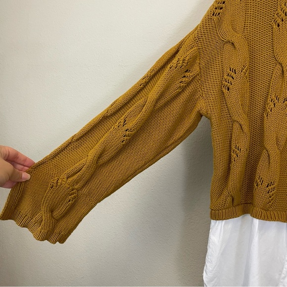Anthropologie Pilcro Cable Twofer Crewneck Layered Sweater in Copper Size Medium - Picture 5 of 13